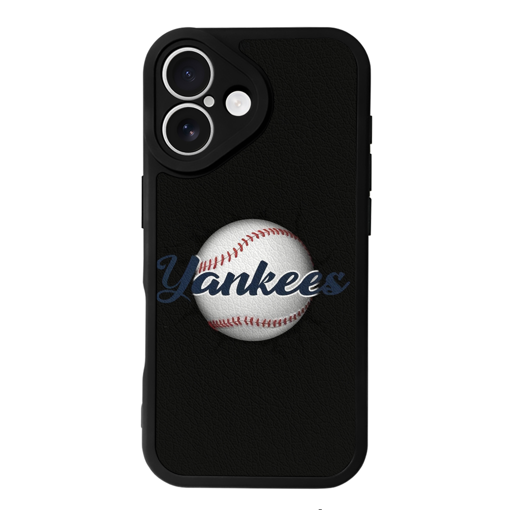Yankees Baseball Wall And Art IPhone 16 Silicone Leather Case – UV Print, Lambskin Texture – Perfect Fit, Wireless Charging Compatible, Scratch Resistant, Precise Cutouts – Stylish Protection For IPhone 16